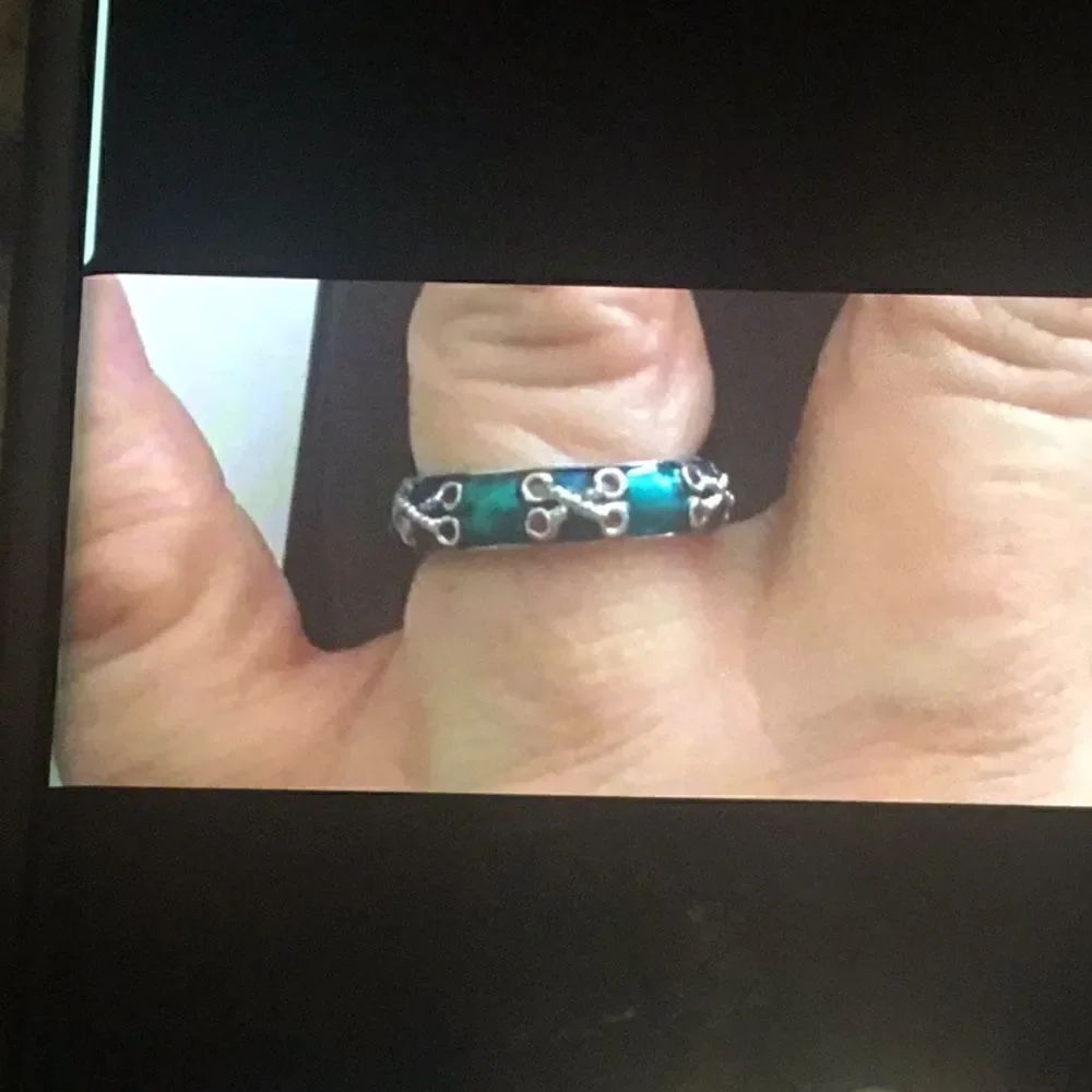 Blue Hand Enamel  “X” Design Lace Stack Band Ring. - Picture 3 of 3